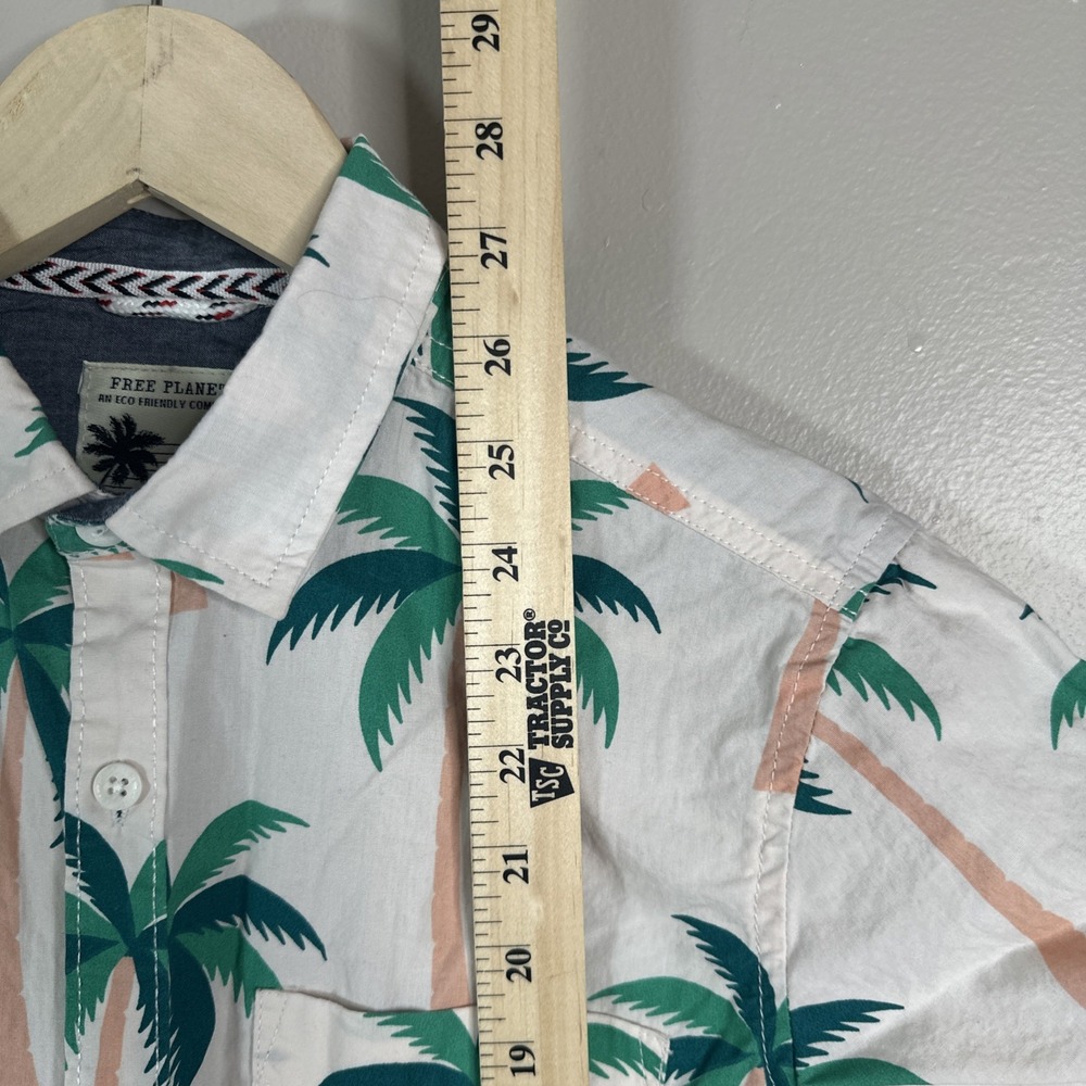Free Planet Mens Shirt Size S Button Up Short Sleeve Palm Tree 100% Cotton - Picture 8 of 10